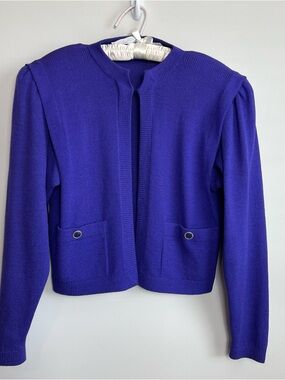 St. John by Marie Gray VTG Label Purple Santana Knit Cardigan Suit Jacket 10